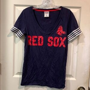 PINK Red Sox V-Neck T-Shirt Victoria’s Secret with 5th & Ocean size Medium